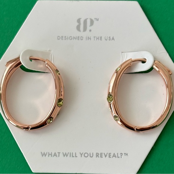 Bomb Party ROSE GOLD and PERIDOT Hoop Earrings - Picture 4 of 7